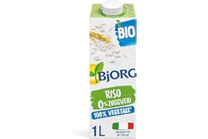 BJORG Bevanda di Riso Biologico 0% Zuccheri, Bevanda Vegetale a Basso Contenuto di Grassi, 100% Ingredienti di Origine Vegetale, Senza Glutine, Vegan, Prodotto in Italia, 1L