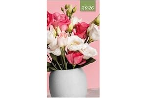 CARDS GALORE ONLINE 2026 Slim Pocket 2 Week To View Soft back Floral Diary - Pink & White Flowers