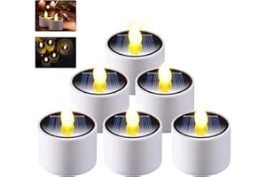 AUDOR Tealight Candles Solar Candles Outdoor Waterproof 6 Pack Led Candle Tea Lights Flameless Flickering Warm White Led Tea Light Candles for Garden Yard Party Wedding Festival Decor Christmas