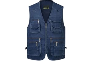 Hommes Classique Gilet de Plein air,Hwalleum Homme Multi-Poches Coton Veste sans Manche de Sport de Voyage,Gilet de Pêche Veste de Loisirs pour Camping,Chasse,Photographie,Militaire Tactique,Randonnée
