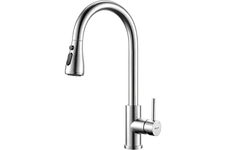 Ibergrif Grifo Cocina Extraíble de Acero Inoxidable Cepillado | Grifo Monomando para Fregadero con 3 Modos de Agua, Giro 360°