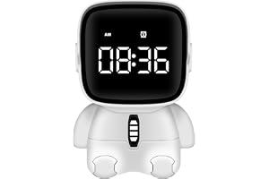 ALEENFOON barn digital väckarklocka astronauter väckarklocka med snooze-funktion, 2 larm, nedräkningsfunktion, uppladdningsba