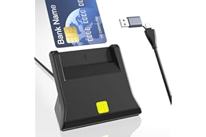 BAWANFA PRO Lecteur Carte Identité Belge USB C/A, Aucun Pilote Requis, Lecteur de Carte SIM, Lecteur de Carte à Puce et graveur Externe USB Digital Signature, Accès par Carte à Puce, Compatible avec Windows/Vista