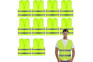 SALADOCY Gilet Ad Alta Visibilità,10 Giubbotti di Sicurezza Antiforatura, per Cantiere, Conducenti,Addetti alla Pulizia,Assistenza Stradale e Altro Ancora