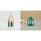 Home Centre Moksha Hanging Lantern - Blue & Salsa Rectangular Floral Motif Lantern - Blue Combo