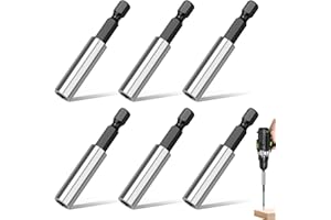 SITARCMIN 6 Stück Bithalter Magnetisch, 60mm Bit Halterung Magnetisch Stark Bitverlängerungen, Edelstahl Schnellwechsel Magnetischer Bithalter 1/4" Sechskantschaft Verlängerung für Trockenbau Bits Akkuschrauber