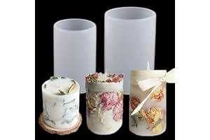 FANTASYON Pillar Candle Moulds for Candle Making, Cylinder Silicone Candle Moulds for Resin Casting Epoxy Mold, DIY Silicone Mould for Making Wax Candles, Soaps, Crafts (2Pcs)