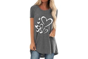 SDERG Women Cotton Long Sleeve Shirt Summer Womens Short Sleeve Crew Neck Floral Petal Printed T Shirt Top Casual Loose Comfy Shirts Tee Blouse Graphic T