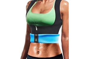 Yokald Nueva Chaleco Sauna Deportivo Mujer Fajas Reductoras Adelgazantes Abdominal Neopreno Camiseta Sudoración Compresión de Cremallera para Deporte Fitness