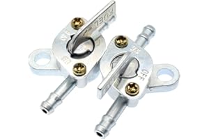 ROYITAY 2 Stück Benzinhahn 6mm Universal Benzinhahn Schalter Kraftstofftank Benzinhahn Schalter mit Schließfunktion für Moped Mofa Motorrad und Quad Silber
