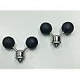 2 x Twin Rubber Ball Stainless Steel Fishing Rod Butt Rests for Pods/Bank Sticks. Fitted With stainless steel Adjustable locking nut. Carp Tackle, coarse Tackle