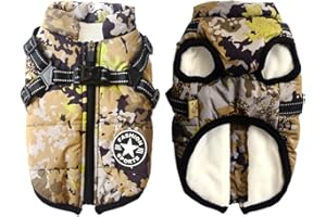 AYWOJA Manteau d'hiver Imperméable pour Chien Chaud avec Harnais, Veste de Chien Imperméable pour Petit Moyen Grands Chiens, Conception de Bandes Réfléchissantes lavables en Machine Anneau en D Durable