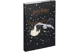 Baagl Boîte de classement pour cartable A4, Chemise pour enfants avec élastique et rabat intérieur, Classeur avec élastique pour garçon (armoiries Harry Potter Poudlard)