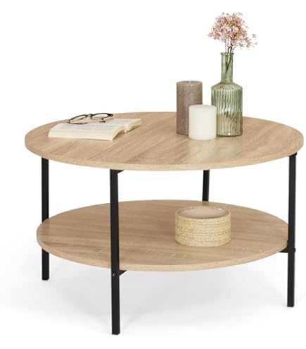 LIFEZEAL Salontafel wit, woonkamertafel met open plank