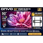 Onvo 50" VQ80 QLED Android Smart Tv | Hdr Destekli | Netflix & Youtube | Bluetooth & Wifi | Askı Aparatı Hediyeli