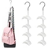 Set of 2 360&deg; Rotating Bag Rack - Hook for Handbags, Backpacks and Accessories with 4 Hooks, Space Saving for Closets, Storag
