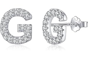 TIZU Orecchini con Lettere in Argento 925 Alberino Orecchini Anallergici per Donna Bambina Ragazza Orecchini Piccoli Iniziali con Zirconi Cubici Idee Regalo per Lei