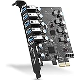 PCIe USB 3.0 Karte 7 Port, PCI Express Erweiterungskarte 5 Gbps Interner Hub Konverter Hostkarte für Windows 10/8/7/XP MAC OS