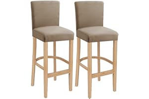 LANSHENG Fundas para taburetes de Bar, elásticas, Lavables, Extensibles y extraíbles, para Silla de Comedor giratoria Corta, Silla de Bar, Taburete (Caqui, 2 Piezas)