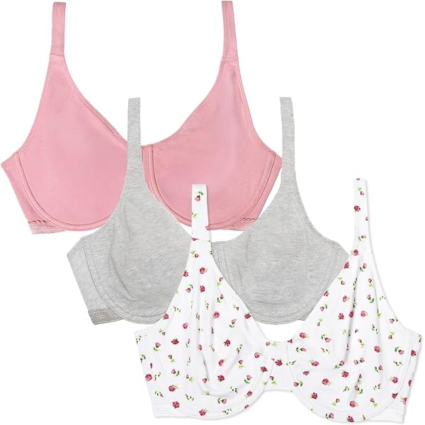 Fruit Of The Loom Reggiseno A T-Shirt Con Ferretto: Morbido Cotone E Spandex, Senza Imbottitura (Pacco Da 2) Donna