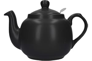London Pottery 73280 wiejski czajniczek z zaparzaczem, ceramiczny, czarny matowy, 4 filiżanki (1,2 l)