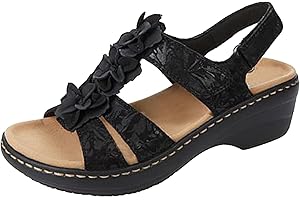Susenstone 2024 Sandales Femmes été Sandales De Marche Femme Confortable Orthopédique Confortables Plateforme Chaussures Antidérapantes Respirantes Bohême Bout Ouvert Sandales avec Talon Bloc