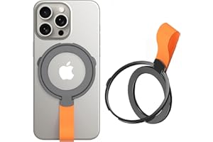 Ysnzaq Anneau Téléphone Magnétique pour MagSafe, Support MagSafe Portable Réglable à 360° Grip Téléphone Phone Grip Ring Holder pour iPhone, Samsung.QQ Orange