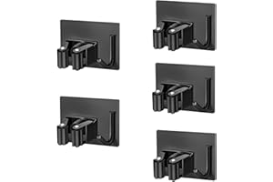 Lre Co. Porte Balais Mural, 5 Pièces Adhésif Accroche Balai Mural Avec Position et Crochet, Support Balais Mural Range Porte Balais Mural sans Percage pour Cuisine Salle de Bain Jardin