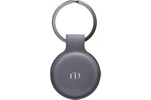 Nereides PU Leather Case for Airtag Keyring, Anti-Scratch Airtag Holder,Full-Body Protective Cover for Apple Airtag,for Keys/Cat/Dog (Grey)