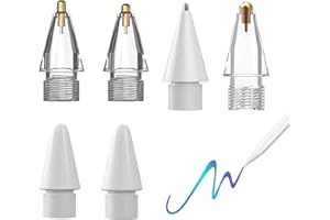 HIOIP 6PCS Puntas para Apple Pencil, Puntas de Repuesto Compatible con Apple Pencil 1 y 2 Generación, Control de Precisión, Escritura Fluida, Punta de Alta Sensibilidad Plástico y Metal