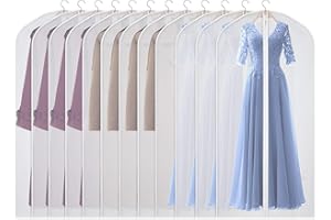 Univivi Hanging Garment Bags, 60 inch Suit Bags for Storage (Set of 12), PEVA Moth-Proof Breathable Dust for Long Dress Wedding Dress Bag, Clothes Covers for Coats, Suits, Gowns (60cm*152cm)