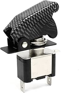 sourcingmap DC 12V 20A Car Red LED Light Carbon Fiber Pattern Cover On/Off Toggle Switch
