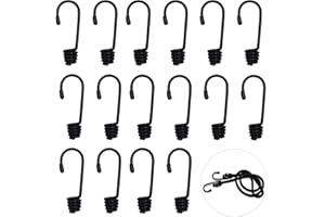 UTMACH 16 Pieces Crochets Spirales 6mm Noir Crochets Elastiques Crochet en Metal Crochet en Spirale Tendeur Plastifie pour Elastique Corde Crochet