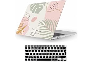Fancity Etui kompatybilne z MacBook Air 33.0 cm 2020 2021, model A2337(M1) A2179 A1932 z klawiaturą Touch ID i twardą plastikową obudową ochronną do Mac Air 33.8 cm 2018-2021, Flow Leaf