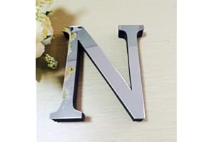 Gemini_mall® 26 Alphabet Letters DIY 3D Acrylic Modern Mirror Sticker Decal Art Mural Wall Sticker Home Decoration (N)