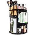 INOVERA (LABEL) Cosmetic Makeup Organizer for Women, Bride & Girls - 360 Rotating Storage Organiser Box - Dressing table Vanity Case Holder for Lipsticks, Skincare Kit & Brushes Set - Black, Cosmetics