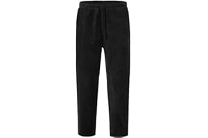 QWUVEDS Pantalones de pana para hombre, holgados, informales, cintura elástica, pantalones de corte recto 3 4 pantalones hombre