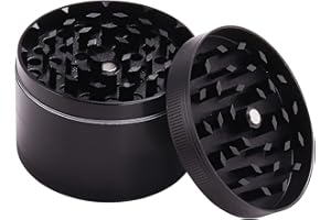 Kinstecks 2.4" Macina Erbe 4 Pezzi Macina Spezie in Alluminio Macina Spezie con Raschietto per Polline Perfetto per il Buongustaio che desidera l'Eccellenza Culinaria-Nero