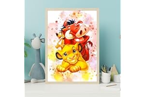 Ma Little Canv Affiche Roi Lion - Décoration murale pour chambre d'enfant de bébé, fille ou garcon - Poster Roi Lion Disney Simba | Sans Cadres 30x40cm (Simba, Timon et Pumba)