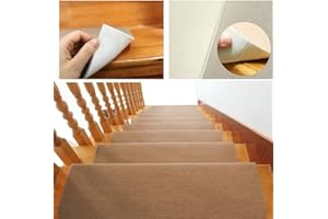 RELOVE 15x Alfombrilla Autoadhesiva Escalera Protector Alfombra Peldaños Adhesivos Decoración Amortiguación Antideslizante Sisal Beige Oscuro (65x25cm marrón)