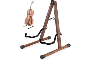 Musbeat Supporto per Violoncello a Forma di A con Porta Arco, Stabile e Sicuro, in Noce con Schiuma Imbottita per Violoncelli 1/2, 3/4, 7/8 e 4/4, adatto anche per Chitarra