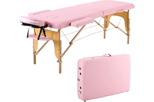 Panana Massageliege 2 Zonen Mobile Massagetisch Klappbar Tragebares Massagebett höhenverstellbar aus Holz Massagebank mit Kop