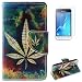 Produktbild CaseHome Samsung Galaxy J1 (2016 Version)/J120F Elegant PU-Leder Etui (mit Freiem HD Schirm-Schutz) Bunte Stilvolle Schönheit Standplatz Funtion Geprägtes Muster Gedruckte Design Brieftasche Fall Voller Schutz Magnetischen Flip Folio mit Kreditkarte Slot PU-Leder-Kasten-Abdeckung Shell enthäuten Für Samsung Galaxy J1 (2016 Version)/J120F-Sieben Blätter Gras