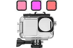 Fenmaru Carcasa impermeable para DJI Osmo Action 5 Pro/Osmo Action 4 3, carcasa de buceo + 3 filtros submarinos compatibles con DJI Osmo Action 5 4 3, interfaz Dual Cold Boot