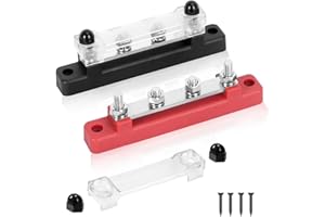 LXYANW 2 Stück Sammelschiene 12V-48V, Verteilerblock Busbar 150A 2 Wege Klemmenblock mit 4 x M6 Anschlussbolzen für Wohnmobil, Yacht, Auto(Rot Schwarz)