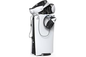 Mooroer PS VR2 Ladekabel Set für PS VR2 Zubehör,4 in 1 Ständer und Ladekabel mit Magnetischen Type-C Ladeanschluss für PS VR2 Headset & Sense Controller,USB Ladegerät für PS5 Konsole & Netzadapter