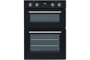SIA DO102 60cm Double Electric Built-In Fan Oven with Grill, Black, Digital Touch Control Display, Multifunctional, Easy Clean Interior, 2 Years Parts & Labour Guarantee