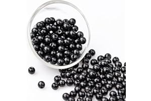 LZKHEH 50 Perle di Tormalina Naturale 6mm, Nero Genuino, Non Trattate, per Creazione di Gioielli, Pietra Preziosa, Perline Lisce e Sfaccettate.