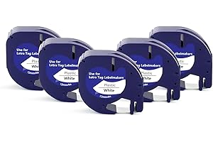 UNOKA Compatible for Dymo Letratag Plastic White Tape 91221 S0721660 91201, Dynamo Label Tape Refills 12mm x 4m for Dymo Letratag LT-100H 200B XR LT-100T XM 2000 QX50 Label Makers, 5 Packs