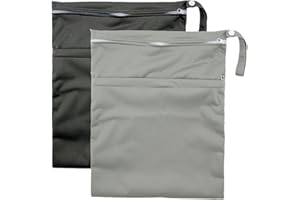 Goorder Sac à Couches Lavables, Pochette pour Bébé, 2 Réutilisable Sac Etanche Double Fermeture éclair des Organisateur de Voyage, Sac Fourre Tout pour Crèche, Maternelle, Plage, Piscine